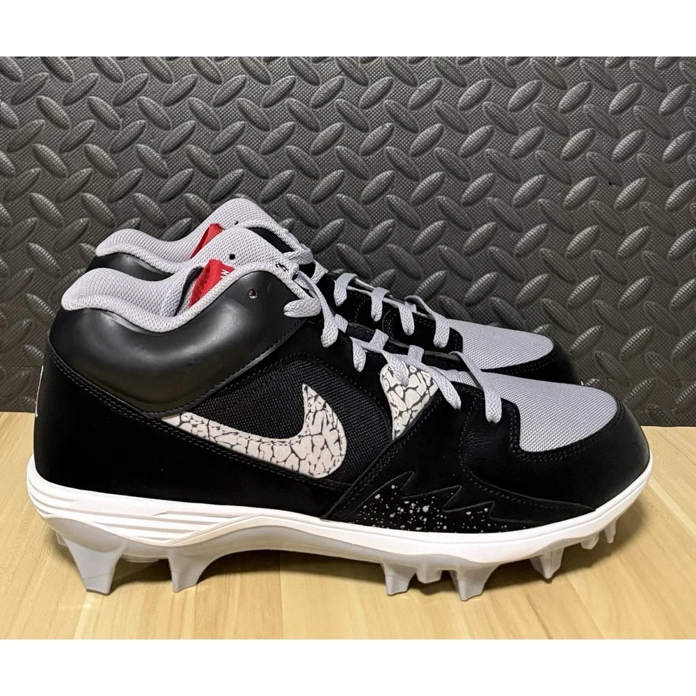 Air Jordan Stadium 90 Low TD Black Cement Football Cleats HQ0210-060 Men Sz 10.5